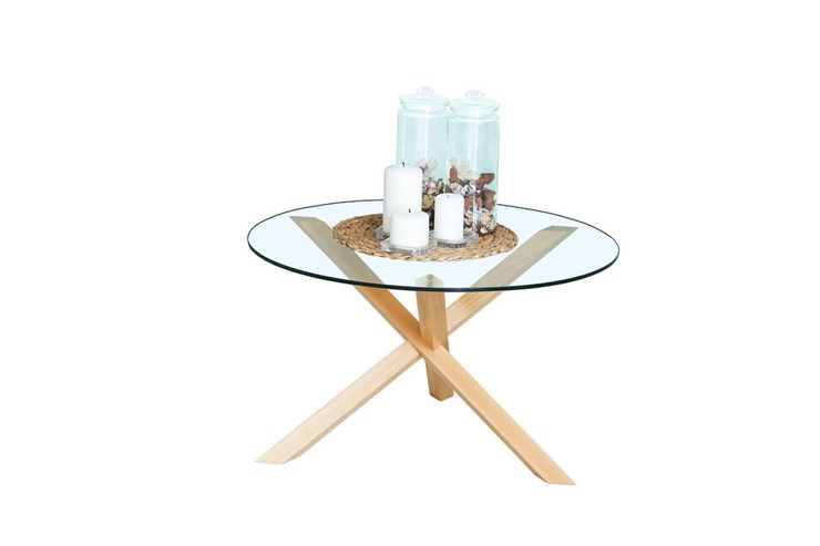 Круглый стол Оникс-3, Натуральный массив/Прозрачное стекло в Тамбове - изображение 1