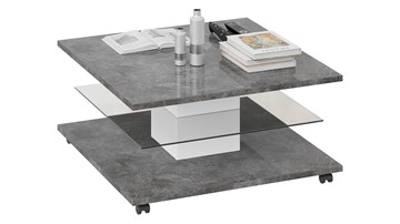 Квадратный журнальный стол Diamond тип 1 (Белый/Ателье темный глянец) в Тамбове