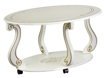 Овальный столик Овация-М на колесах (слоновая кость/золото) в Тамбове