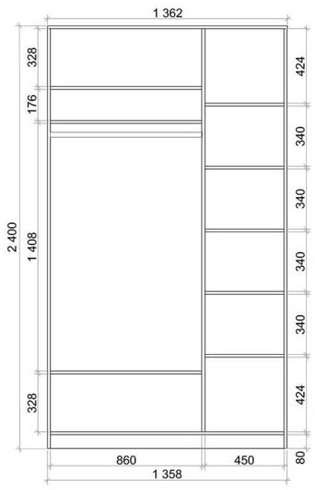 Шкаф 2-х створчатый 2400х1362х620 с двумя зеркалами ХИТ 24-14-55 Белая шагрень в Тамбове - изображение 2