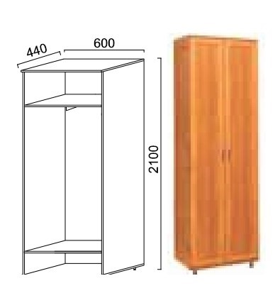 Шкаф двухдверный Александра-1, ПР-2, шимо светлый, МДФ с кожзамом в Тамбове - изображение