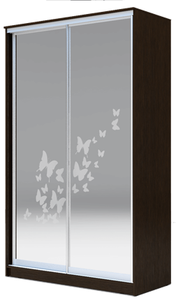 Шкаф-купе 2-х створчатый 2400х1200х620 два зеркала, "Бабочки" ХИТ 24-12-66-05 Венге Аруба в Тамбове - изображение