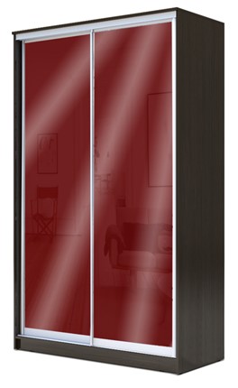Шкаф 2-х створчатый 2200х1200х620 с цветным стеклом ХИТ 22-12/2-22 Бургунд 312, Венге в Тамбове - изображение