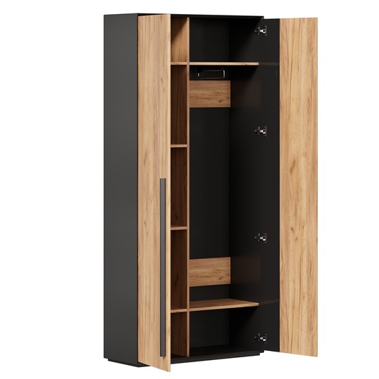 Шкаф для прихожей 2-дверный Неаполь ЛД.134050.000 (Черный/Дуб Золотой) в Тамбове - изображение 1