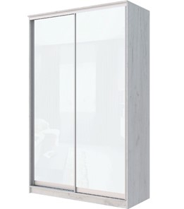Шкаф двухдверный Хит-22-12-22 с цветным стеклом, белое №10, Дуб крафт белый в Тамбове