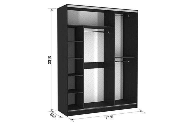 Шкаф трехдверный Бассо 2-600, венге/белый в Тамбове - изображение 2