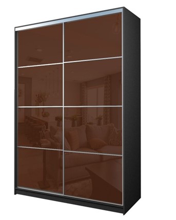 Шкаф 2-х дверный MAX МШ-25-6-18-22, Профиль Серебро/Цвет Графит/Oracal Шоколад в Тамбове - изображение