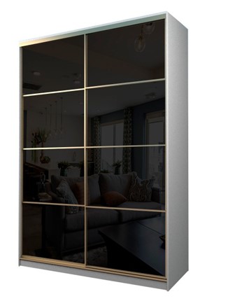 Шкаф 2-х дверный MAX МШ-25-6-18-22, Профиль Золото/Цвет Белый/Oracal Черный в Тамбове - изображение