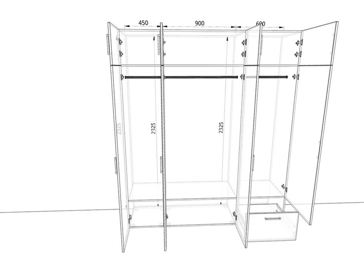 Распашной шкаф 1950х500х2325мм (19502) Белый/Дуб крафт/Зеркало в Тамбове - изображение 1