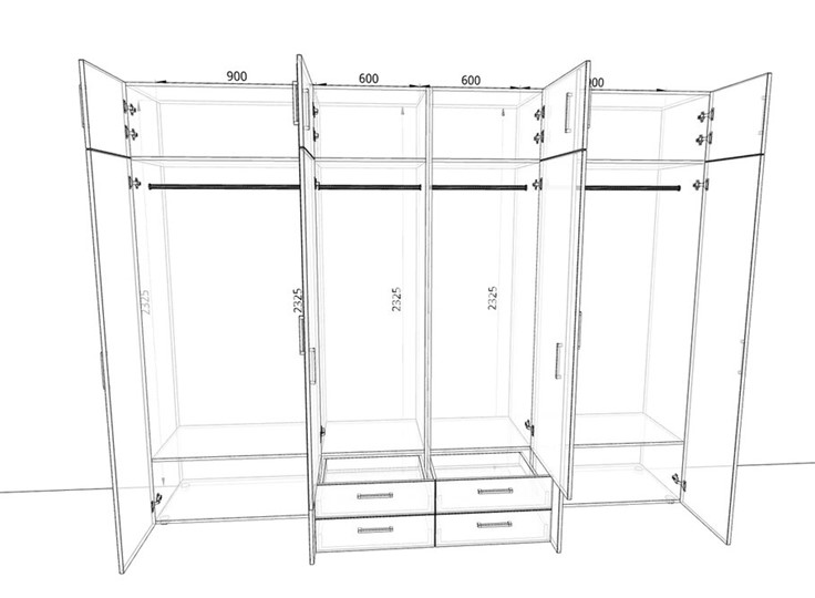 Распашной шкаф 2400х500х2325мм (24004) Белый/Жемчуг/тип 2 в Тамбове - изображение 1
