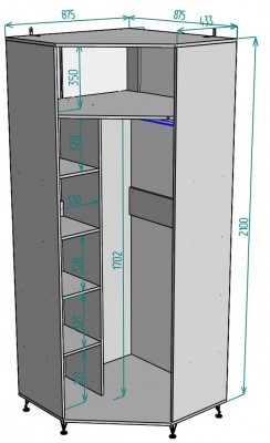 Шкаф распашной угловой Лофт H128, Белый в Тамбове - изображение 1