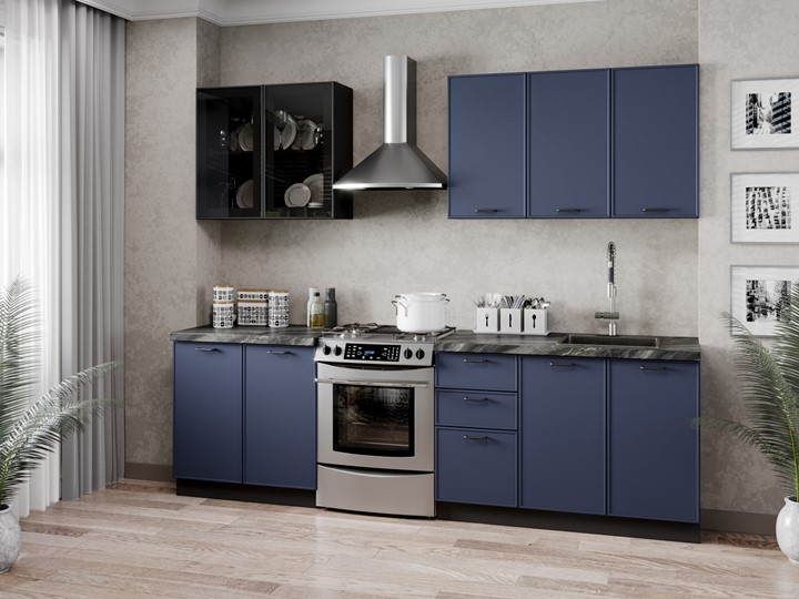 Гарнитур на кухню 2600 Индиго, Черный/Темно-синий в Тамбове - изображение