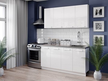 Модульный кухонный гарнитур Герда 2200 (Белый/Белый глянец) в Тамбове - предосмотр
