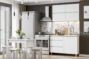 Готовый кухонный гарнитур Токио 1200, белый текстурный/белый текстурный/тростник в Тамбове - предосмотр