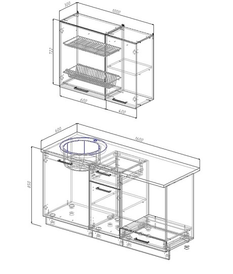 Модульный кухонный гарнитур Антрацит-1600 в Тамбове - изображение 1