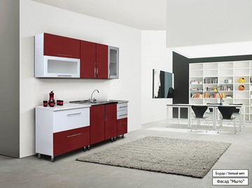 Модульная кухня Мыло 224 2000х918, цвет Бордо/Белый металлик в Тамбове - предосмотр