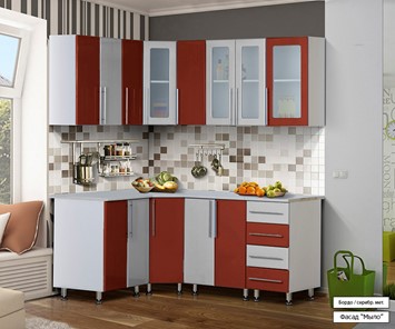Модульная кухня Мыло 224 1800х1400, цвет Бордо/Серебристый металлик в Тамбове - предосмотр