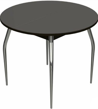 Кухонный стол раздвижной Ривьера исп. круг хром №5 (стекло коричневое/венге) в Тамбове - изображение