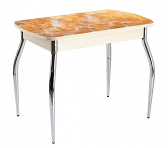Кухонный обеденный стол ПГ-06 СТФ, дуб молочный лдсп/оникс/35 хром гнутые в Тамбове - предосмотр
