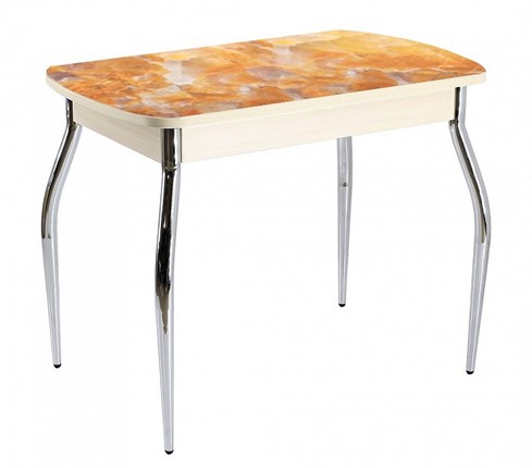 Кухонный обеденный стол ПГ-06 СТФ, дуб молочный лдсп/оникс/35 хром гнутые в Тамбове - изображение