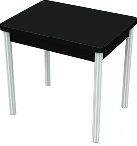 Кухонный раскладной стол Бари хром №6 (стекло черное/черный) в Тамбове - предосмотр
