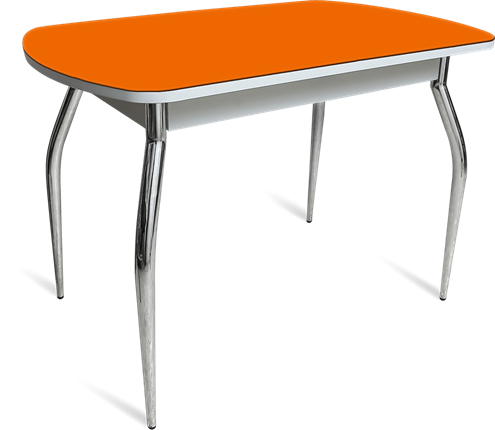 Раздвижной стол ПГ мини СТ1 белое/оранжевое/35 хром фигурные гнутые в Тамбове - изображение