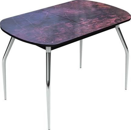 Кухонный раздвижной стол Ривьера исп.2 хром №5 (Exclusive h155/черный) в Тамбове - изображение