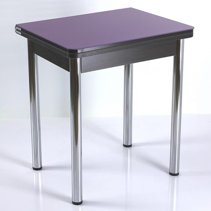 Кухонный пристенный стол СПА-02 СТ2, венге ЛДСП/стекло фиолетовый/39 прямые трубки хром в Тамбове - изображение