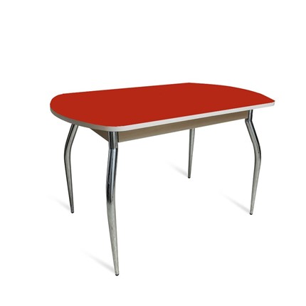 Обеденный стол ПГ-04 СТ2, белое ЛДСП/алое стекло/35 хром гнутые металл в Тамбове - изображение