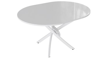 Кухонный стол раскладной Diamond тип 3 (Белый муар/Белый глянец) в Тамбове - предосмотр 1