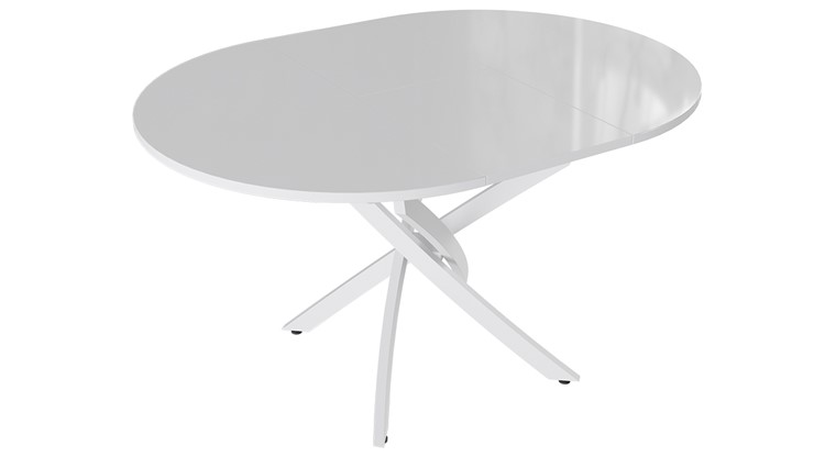 Кухонный стол раскладной Diamond тип 3 (Белый муар/Белый глянец) в Тамбове - изображение 1