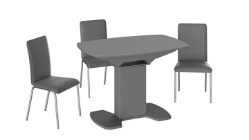 Кухонный раздвижной стол Портофино (СМ(ТД)-105.01.11(1)), цвет Серое/Стекло серое матовое LUX в Тамбове - предосмотр 2