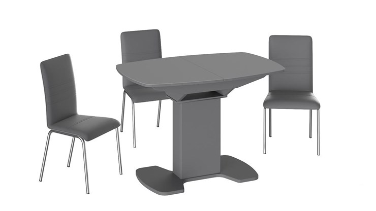 Кухонный раздвижной стол Портофино (СМ(ТД)-105.01.11(1)), цвет Серое/Стекло серое матовое LUX в Тамбове - изображение 2