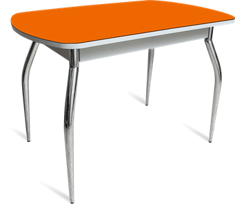 Стол обеденный ПГ-04 СТ белое/оранжевое/хром фигурные в Тамбове - предосмотр
