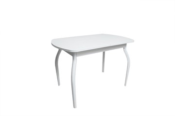 Кухонный стол раскладной ПГ-02СТ белое/белое/крашенные фигурные в Тамбове