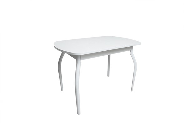Кухонный стол раскладной ПГ-02СТ белое/белое/крашенные фигурные в Тамбове - изображение