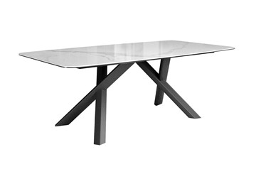 Кухонный  стол DikLine KS220 керамика Cloud (белый глянец C11)/опоры черные в Тамбове - предосмотр