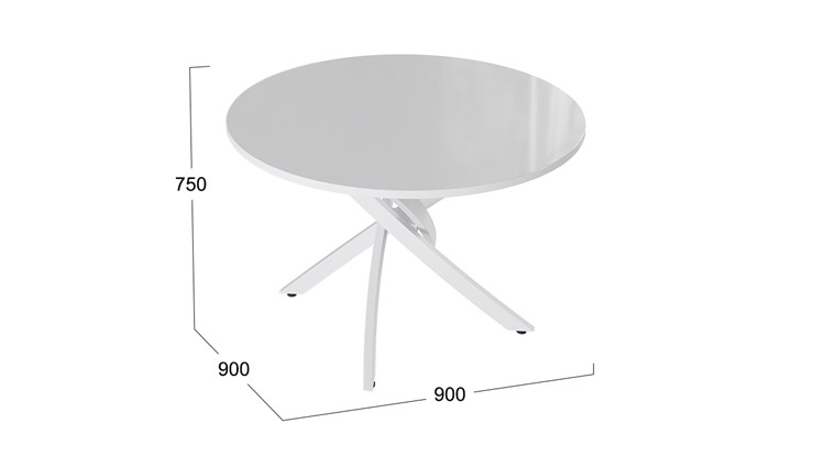 Стол обеденный Diamond тип 2 (Белый муар/Белый глянец) в Тамбове - изображение 1