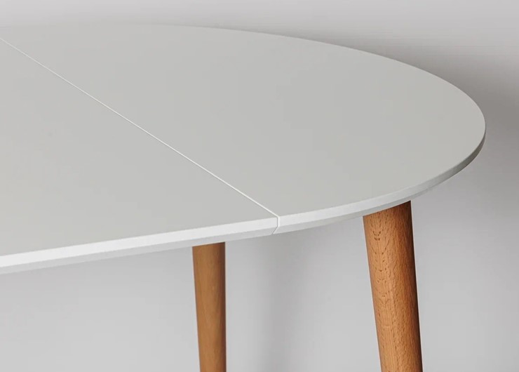 Кухонный раздвижной круглый стол Белая Эмаль д. 100 см МДФ ножки светлый орех в Тамбове - изображение 15