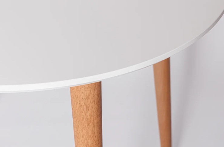 Кухонный раздвижной круглый стол Белая Эмаль д. 90 см МДФ ножки светлый орех в Тамбове - изображение 21