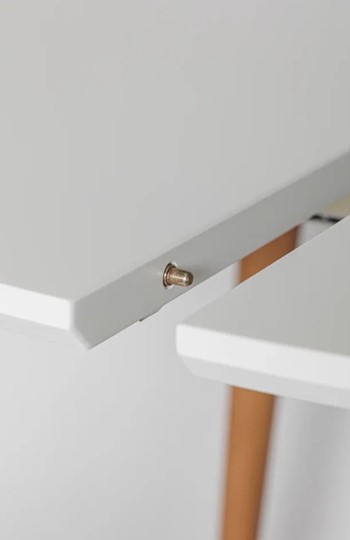 Кухонный раздвижной круглый стол Белая Эмаль д. 90 см МДФ ножки светлый орех в Тамбове - изображение 8
