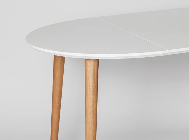 Кухонный раздвижной круглый стол Белая Эмаль д. 100 см МДФ ножки светлый орех в Тамбове - изображение 10