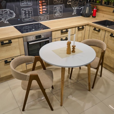 Кухонный раздвижной круглый стол Серый камень 90*90 см ЛДСП в Тамбове - изображение 14