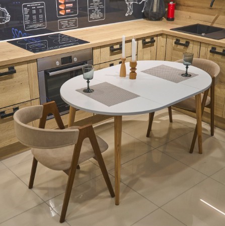 Кухонный раздвижной круглый стол Серый камень 90*90 см ЛДСП в Тамбове - изображение 5