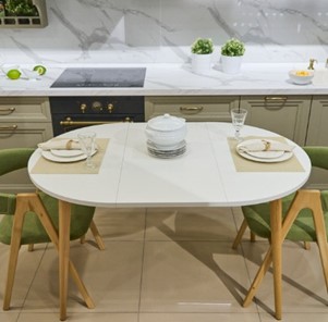 Кухонный раздвижной круглый стол Серый камень 90*90 см ЛДСП в Тамбове - предосмотр 6