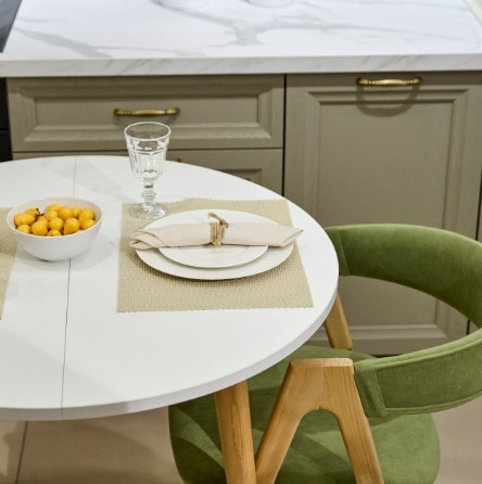 Кухонный раздвижной круглый стол Серый камень 90*90 см ЛДСП в Тамбове - изображение 10