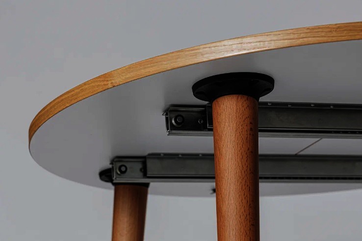 Обеденный круглый раздвижной стол Шпон Дуба д. 90 см МДФ в Тамбове - изображение 7