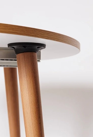 Кухонный раздвижной круглый стол Шпон Дуба  677 С д. 90 см МДФ в Тамбове - изображение 4