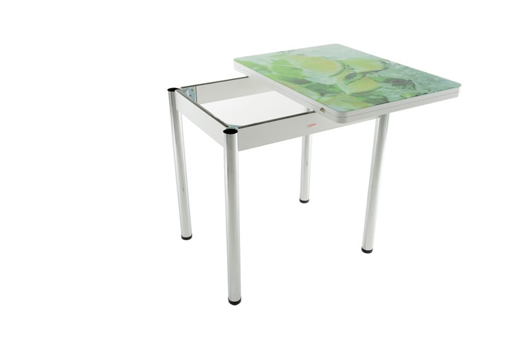 Кухонный раздвижной стол Бари дерево №8 (стекло белое/белый) в Тамбове - изображение 2