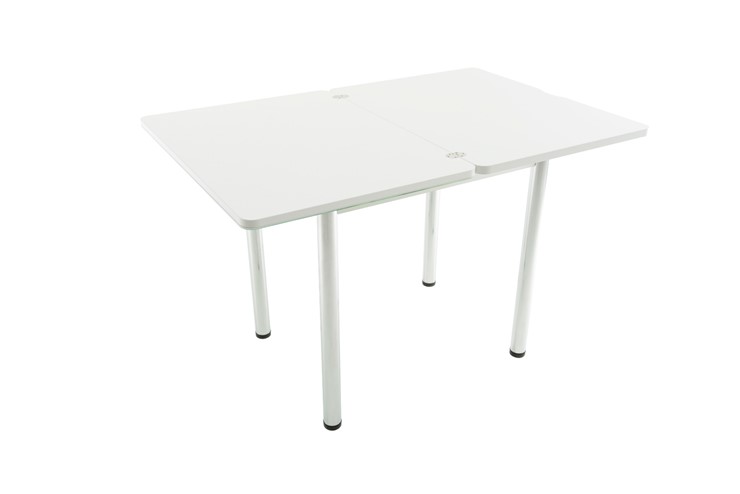 Кухонный раздвижной стол Бари дерево №8 (стекло белое/белый) в Тамбове - изображение 3